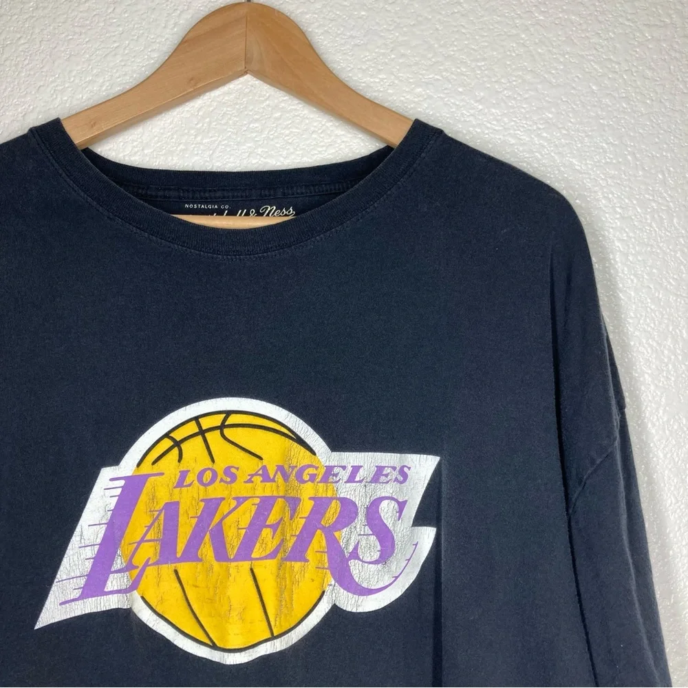 Los Angeles Lakers Mitchell & Ness Tee Shirt XXL Black Yellow Cotton - Picture 5 of 16